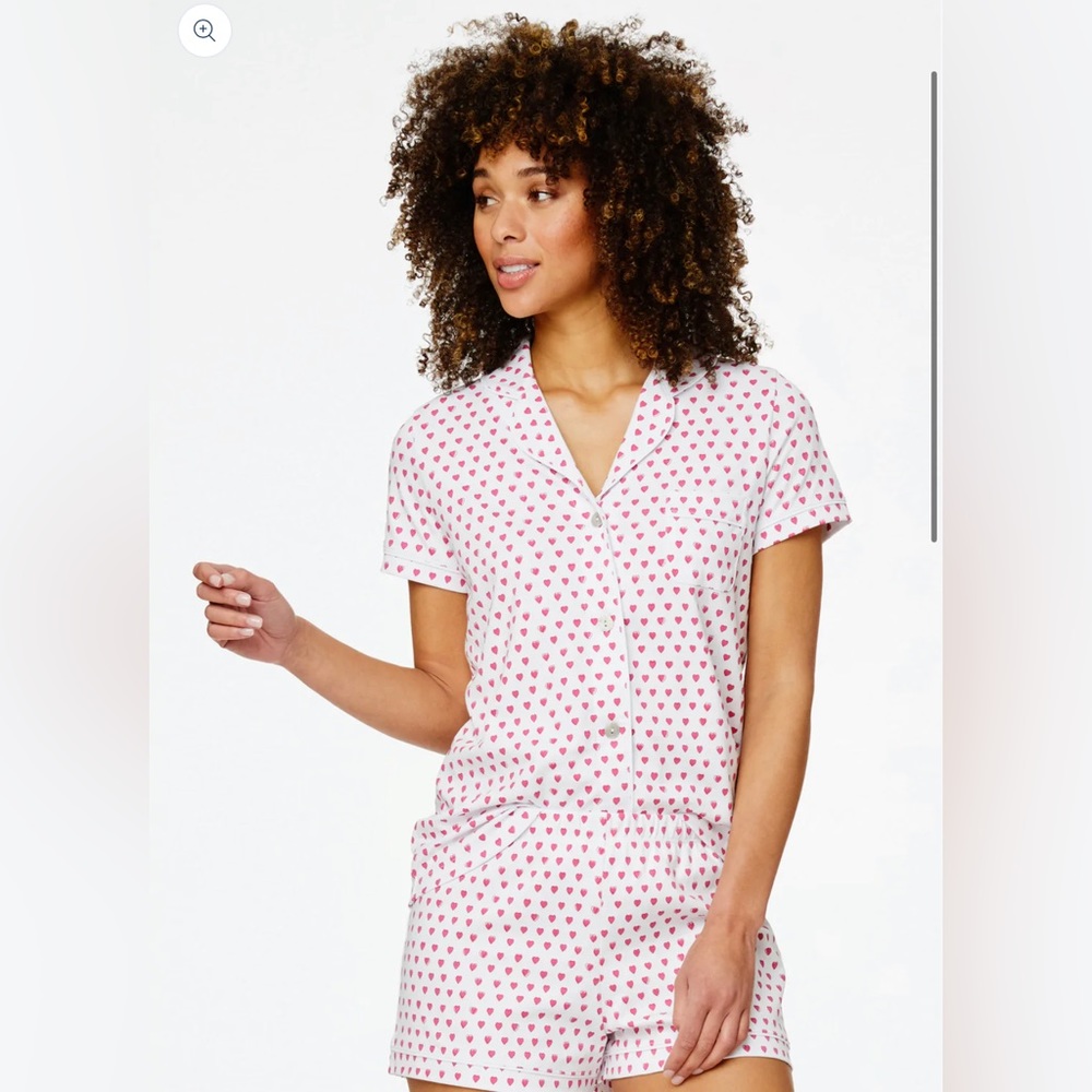 💕Valentines Pink Hearts Polo Pajamas XS💕 same day ship